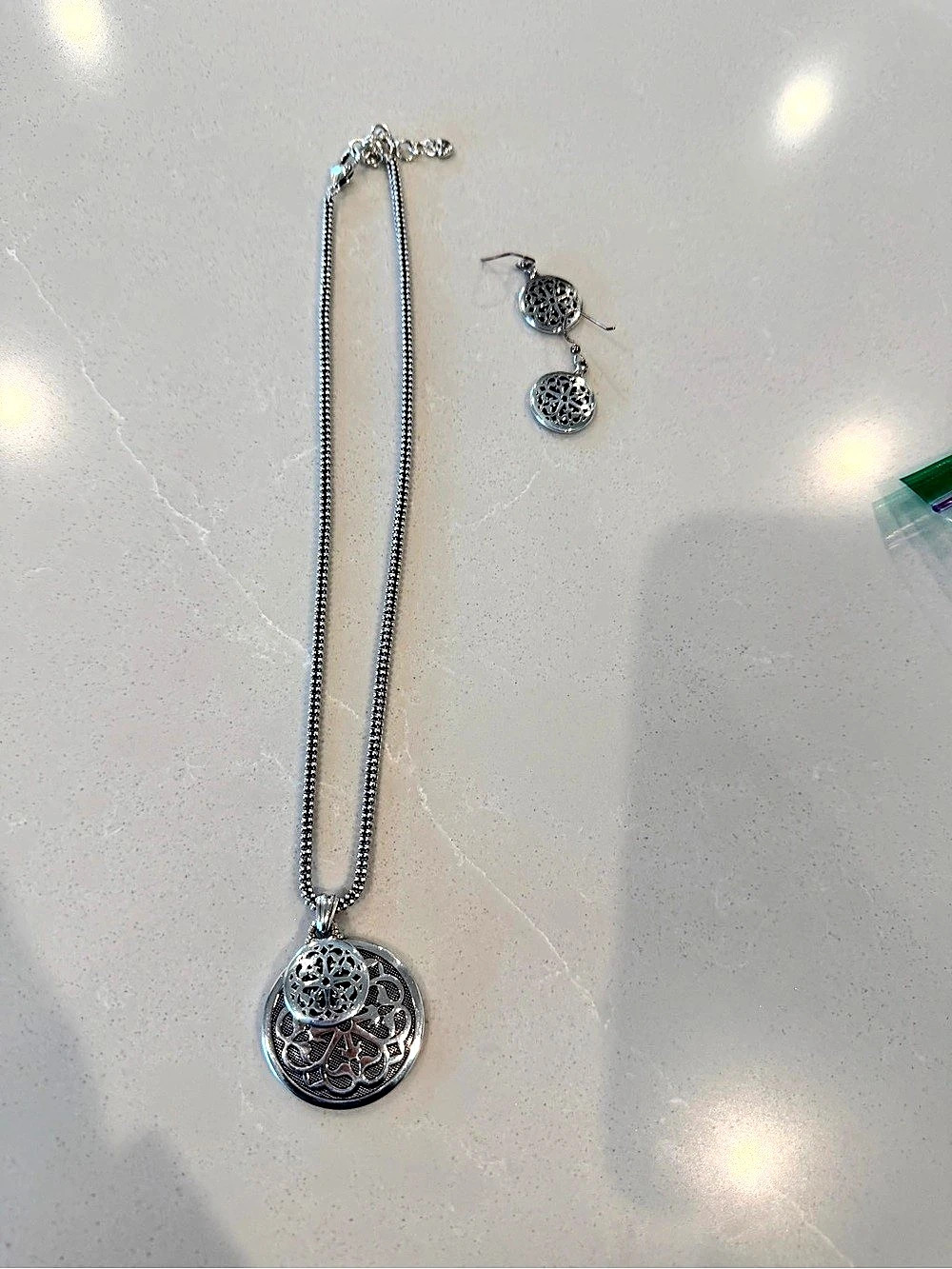 Brighton Pendant Necklace & Earrings in Silver